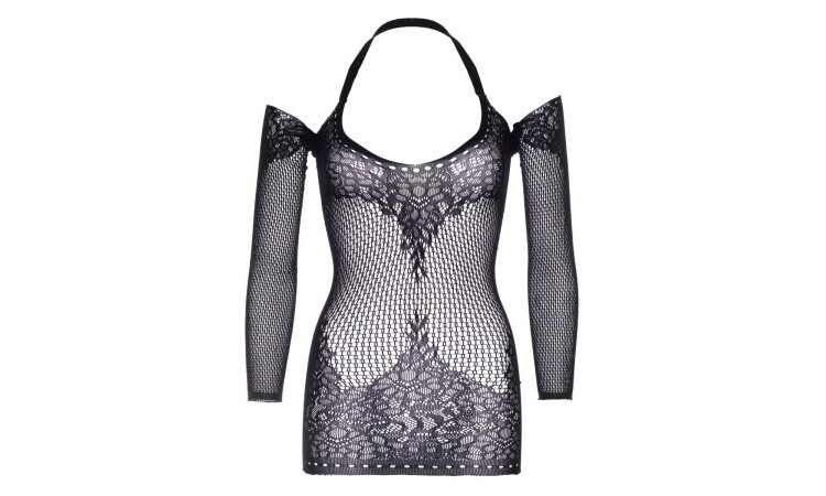 Twist Halter Lace Dress - Black - Image 3