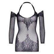 Twist Halter Lace Dress - Black - Image 3