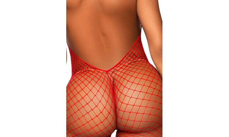 What U Want Fishnet Catsuit - Red - Image 8