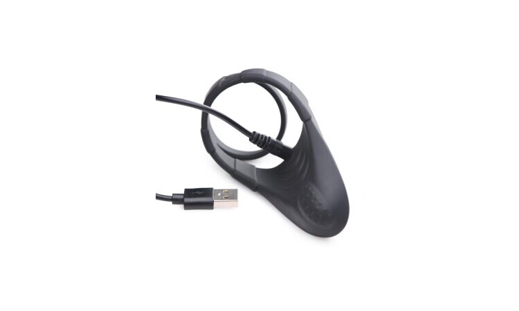 Vibrating Taint Stim Cock Ring - Black - Image 5