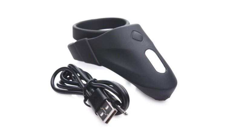 Vibrating Taint Stim Cock Ring - Black - Image 6