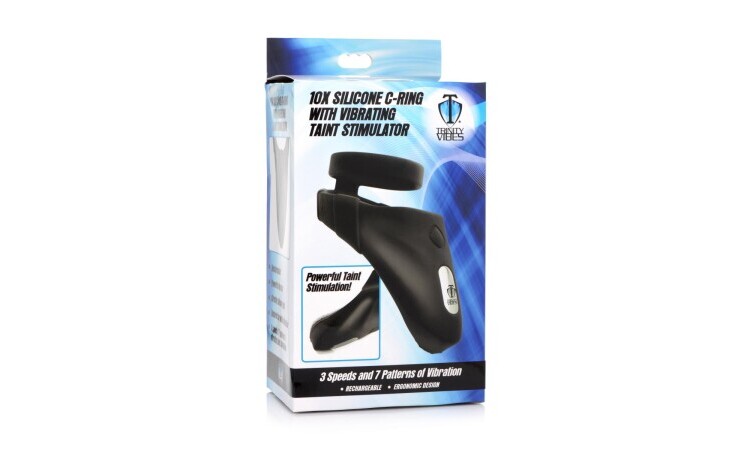 Vibrating Taint Stim Cock Ring - Black - Image 7