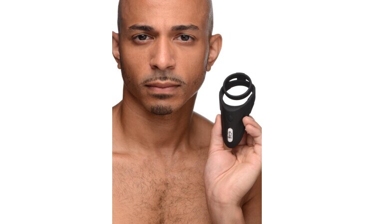 Vibrating Taint Stim Cock Ring - Black - Image 1