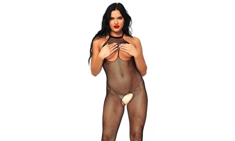 Feel Me Catsuit with Open Cups and Crotch - Black - Image 4