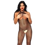 Feel Me Catsuit with Open Cups and Crotch - Black - Image 4