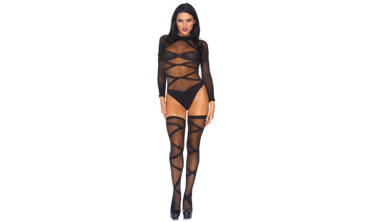 Truth Or Dare Body & Thigh Highs Set - Black - Image 2