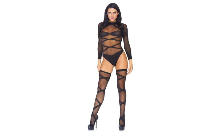 Truth Or Dare Body & Thigh Highs Set - Black - Image 4