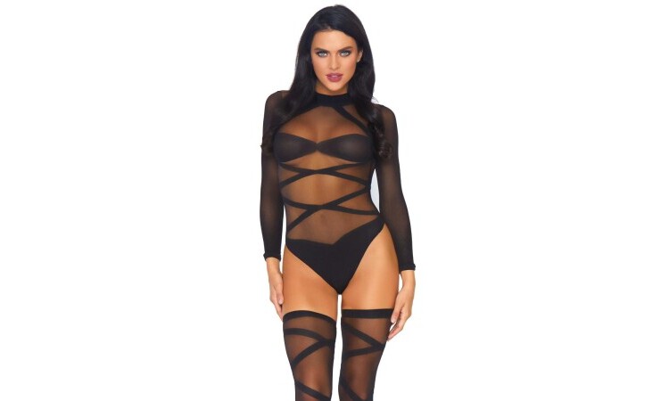 Truth Or Dare Body & Thigh Highs Set - Black - Image 1