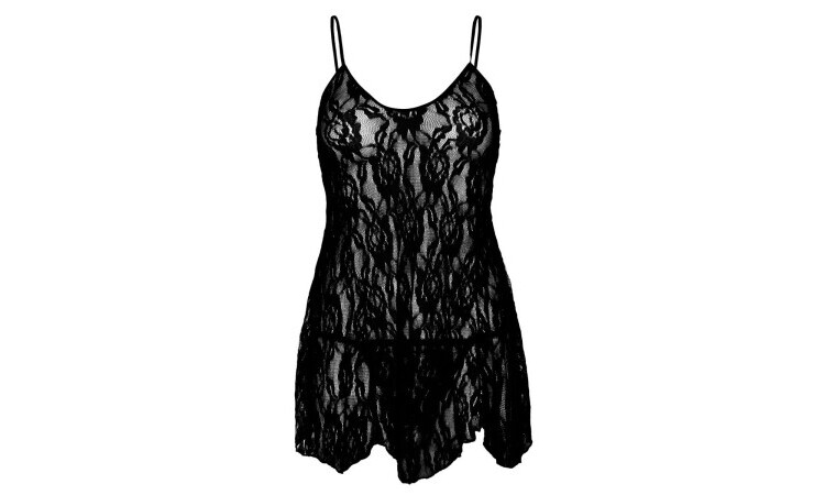 My Dreams Rose Lace Babydoll - Black - Image 3