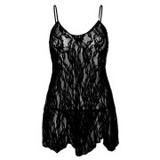 My Dreams Rose Lace Babydoll - Black - Image 3