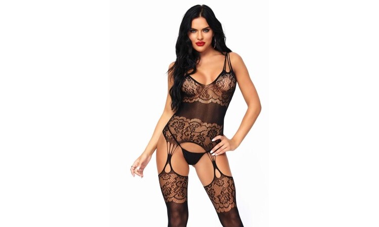 Hard to Get Jarretel Catsuit -Black - Image 3
