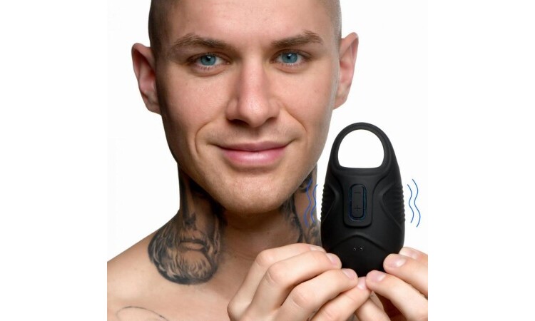 Trinity Vibes - Vibrating Silicone Ball Sack - Black - Image 5