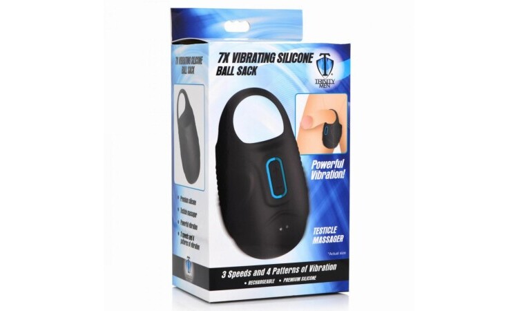 Trinity Vibes - Vibrating Silicone Ball Sack - Black - Image 8