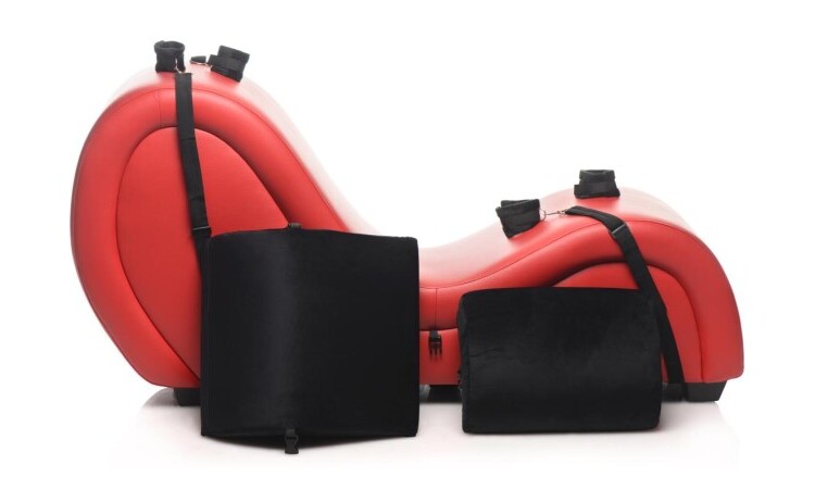 Kinky Sex Sofa With Cuffs And 2 Position Pillows - Red - Image 3