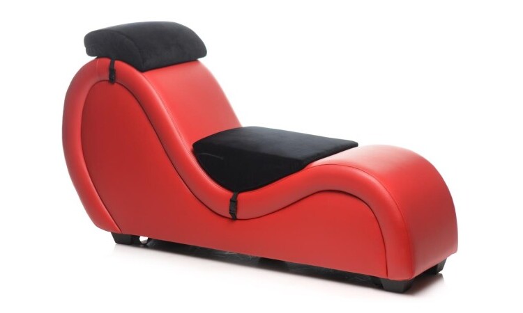 Kinky Sex Sofa With Cuffs And 2 Position Pillows - Red - Image 4