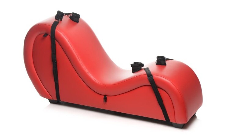 Kinky Sex Sofa With Cuffs And 2 Position Pillows - Red - Image 1