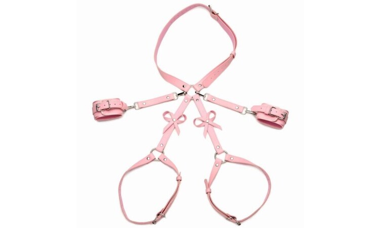Bondage Harness w/ Bows M/L - Pink - Image 1