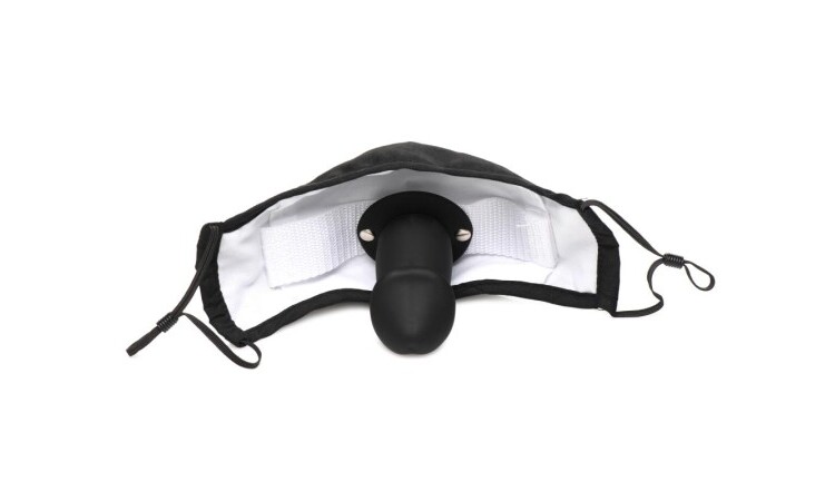Mouth-Full Dildo Face Mask - Black - Image 3