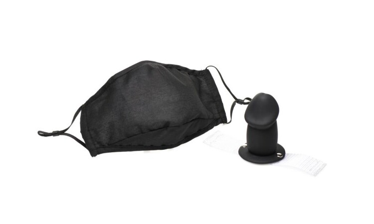Mouth-Full Dildo Face Mask - Black - Image 7