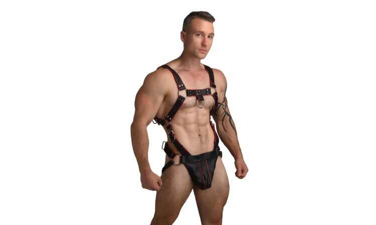Heathen Harness S/M - Black/Red - Image 1