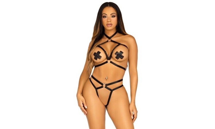 Satin Elastic Body Harness - Black - Image 4