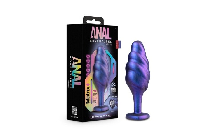 Anal Adventures Matrix - Bumped Bling Anal Plug - Sapphire - Image 6