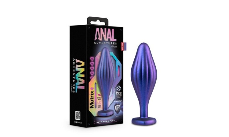 Anal Adventures Matrix - Wavy Bling Anal Plug - Sapphire - Image 6
