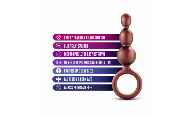Anal Adventures Matrix - Beaded Loop Anal Plug - Copper - Image 4