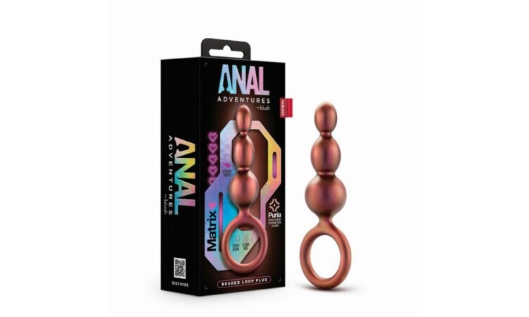 Anal Adventures Matrix - Beaded Loop Anal Plug - Copper - Image 5